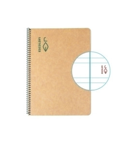 BLOC ESCOLOFI GREEN tapa DURA A5 50h PAUTA 3 80g RECICLADO CON MARGEN VERDE