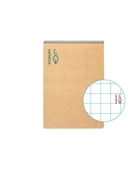 BLOC ESCOLOFI tapa DURA 4 100h APAISADO CUADRICULA 5x5 80g ECOLOGICO