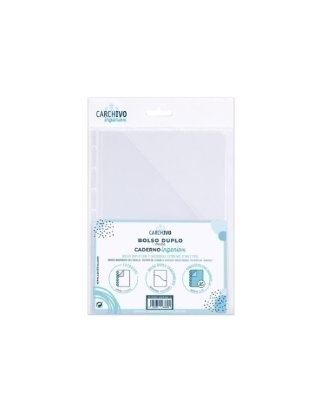 DOSIER con DOBLE BOLSA CARCHIVO INGENIOX PP A5 TRANSPARENTE