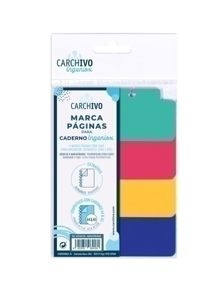 MARCAPAGINAS CARCHIVO INGENIOX OPACO PP EXTRA FUERTE 4 ud