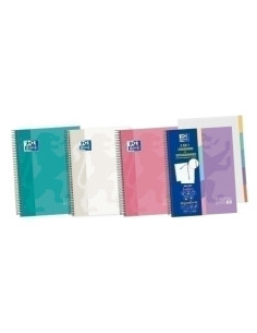 BLOC OXFORD SCHOOL EUBOOK 5 SEPARADORES microtapa EXTRA A5 100h CUADRIC5x5 90g SURTIDO