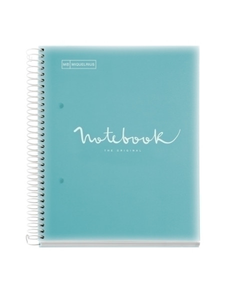 BLOC MIQUELRIUS EMOTIONS NOTEBOOK 5 microtapa PP A5 120h 90g CUADRIC5x5 AZUL CIELO