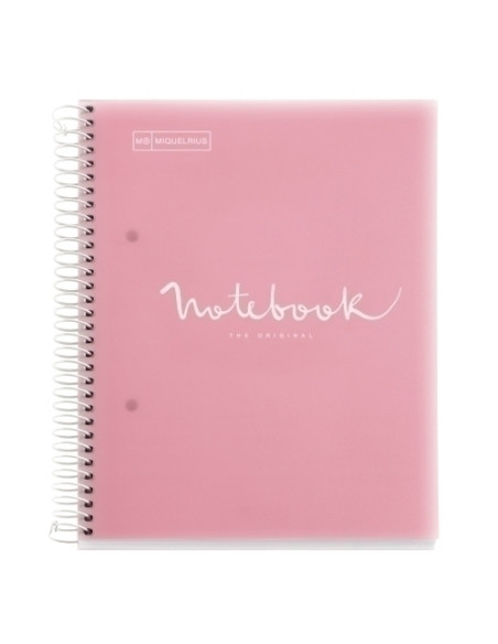 BLOC MIQUELRIUS EMOTIONS NOTEBOOK 5 microtapa PP A5 120h 90g CUADRIC5x5 ROSA