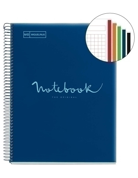 BLOC MIQUELRIUS EMOTIONS NOTEBOOK 5 microtapa PP A5 120h 90g HORIZONTAL MARINO