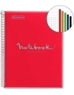 BLOC MIQUELRIUS EMOTIONS NOTEBOOK 5 microtapa PP A5 120h 90g HORIZONTAL ROJO