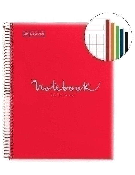 BLOC MIQUELRIUS EMOTIONS NOTEBOOK 5 microtapa PP A5 120h 90g HORIZONTAL ROJO