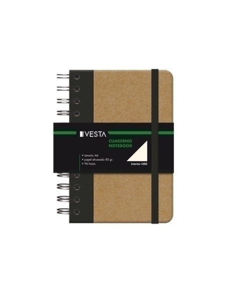 BLOC VESTA NATURE WIRE-O A6 96h 80gr LISO con GOMA