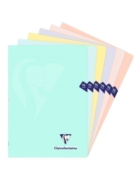 LIBRETA CLAIREFONTAINE POLIPROLILENO A4 cm 48 HJS HORIZONTAL COLORES PASTEL