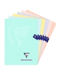 LIBRETA CLAIREFONTAINE POLIPROLILENO A5 cm 48 HJS HORIZONTAL COLORES PASTEL