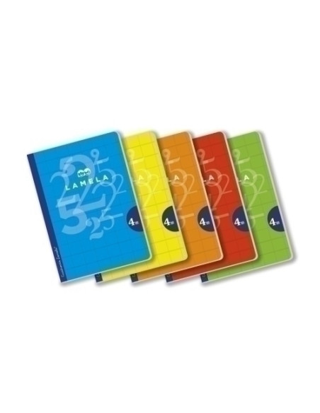 LAMELA LIBRETA GRAPADA 50h A4 CUADROVIA 4 mm SURTIDO PACK DE 5 5 col