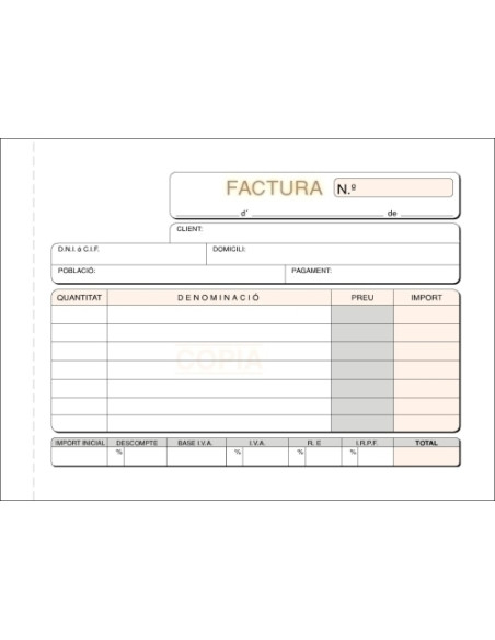 TALONARIO CATALAN FACTURAS 8 APDO TRIPLI LOAN
