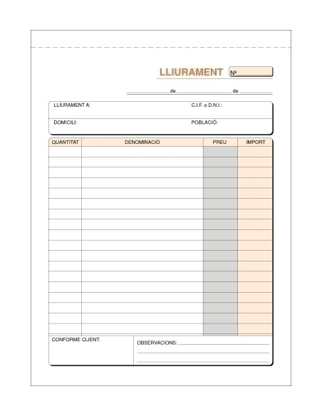 TALONARIO CATALAN ENTREGAS 4 NATURAL LOAN
