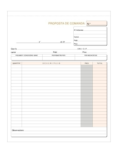 TALONARIO CATALAN PEDIDOS HOLANDESA DUPLI LOAN