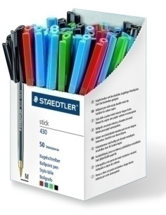 BOLIGRAFO STAEDTLER 430 MEDIO SURTIDO EXPOSITOR de 50 5x430 M-2 4x430 M-5 21x430 M-3 20x430 M-9