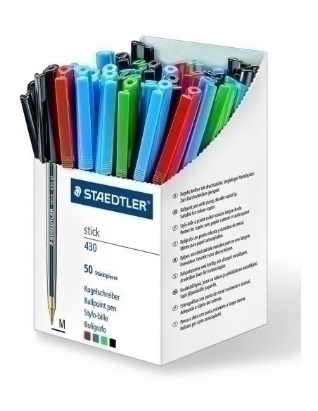 BOLIGRAFO STAEDTLER 430 MEDIO SURTIDO EXPOSITOR de 50 5x430 M-2 4x430 M-5 21x430 M-3 20x430 M-9