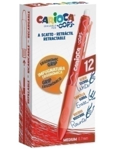 BOLIGRAFO CARIOCA OOPS RETRACTIL BORRABLE ROJO
