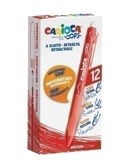 BOLIGRAFO CARIOCA OOPS RETRACTIL BORRABLE ROJO