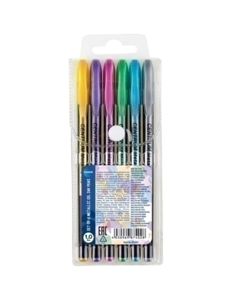 ROLLER GEL CENTRUM METALLIC 10 BOLSA de 6