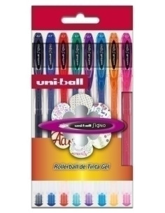 ROLLER GEL UNI-BALL SIGNO NOBLE METAL 08 UM-120BASICO8P  ESTUCHE DE 8 SURTIDOS