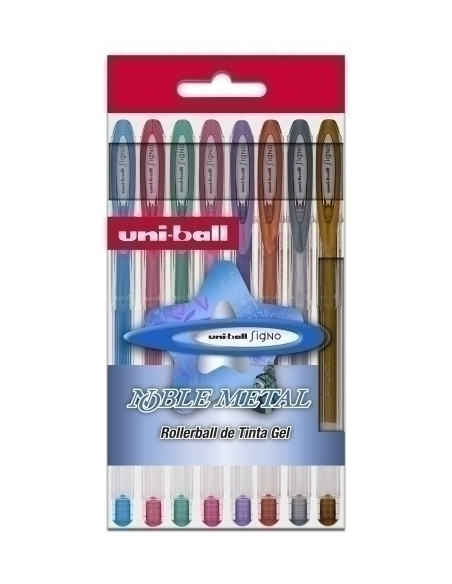 ROLLER GEL UNI-BALL SIGNO NOBLE METAL 08 UM-120NM8P ESTUCHE DE 8 SURTIDOS