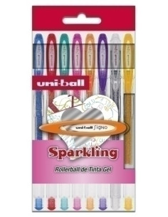 ROLLER GEL UNI-BALL SIGNO SPARKLING 10 UM-120SP BOLSA de 8
