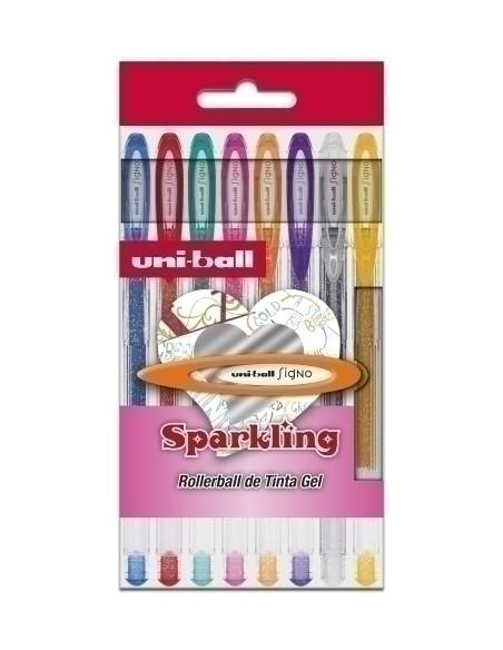 ROLLER GEL UNI-BALL SIGNO SPARKLING 10 UM-120SP BOLSA de 8