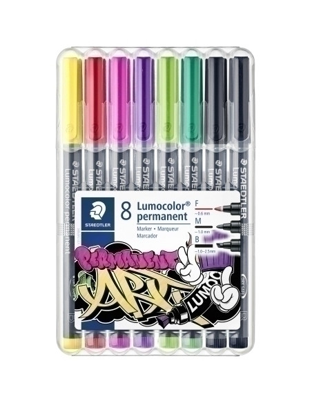 ROTULADOR PERMANENTE STAEDTLER 31 LUMOCOLOR ART F M B  SURTIDO ESTUCHE de 8