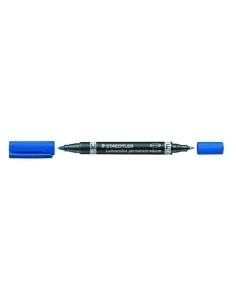 MARCADOR PERMANENTE STAEDTLER 348 LUMOCOLOR DUO CONICO AZUL