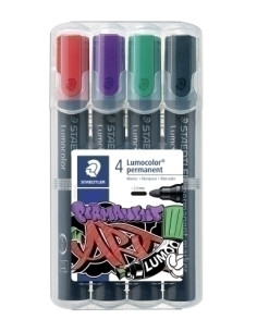 ROTULADOR PERMANENTE STAEDTLER 352 LUMOCOLOR ART CONICO 2 mm  SURTIDO ESTUCHE de 4