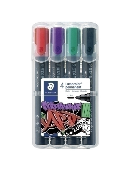 ROTULADOR PERMANENTE STAEDTLER 352 LUMOCOLOR ART CONICO 2 mm  SURTIDO ESTUCHE de 4