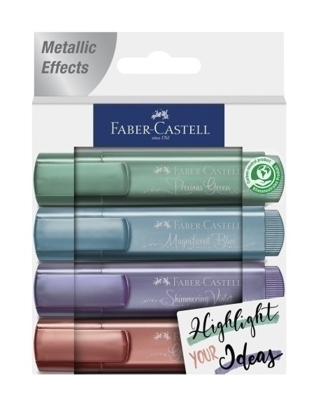 MARCADOR FLUOR FABER-CASTELL TEXTLINER 1546 METALICO estuche de 4