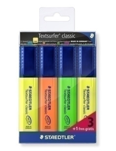 MARCADOR FLUOR STAEDTLER 364 TEXTSURFER CLASSIC SURTIDO ESTUCHE de 4 31 REGALO