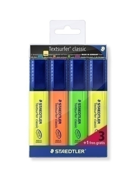 MARCADOR FLUOR STAEDTLER 364 TEXTSURFER CLASSIC SURTIDO ESTUCHE de 4 31 REGALO