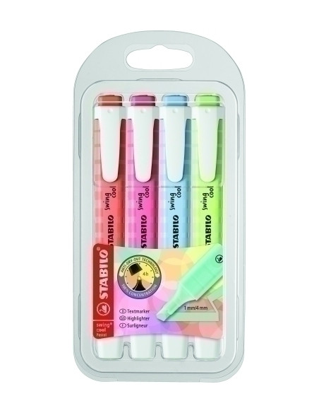 MARCADOR FLUOR STABILO SWING COOL PASTEL 111133140150 BOLSILLO SET de 4