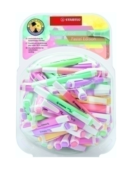 MARCADOR FLUOR STABILO SWING COOL PASTEL 275 BOMBONERA DE 100