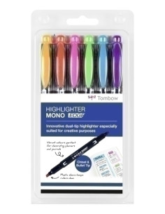 MARCADOR FLUOR TOMBOW MONO EDGE DOBLE PUNTA SURTIDO ESTUCHE de 6