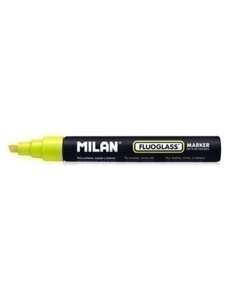 MARCADOR PIZARRA CRISTAL MILAN FLUOGLASS BISELADO  AMARILLO