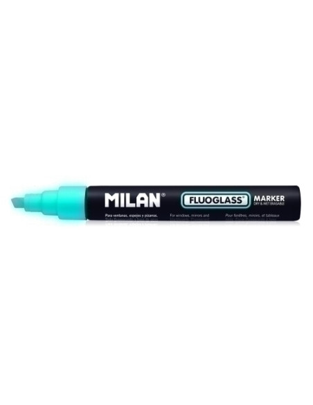 MARCADOR PIZARRA CRISTAL MILAN FLUOGLASS BISELADO  AZUL