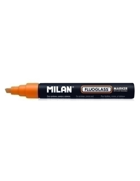 MARCADOR PIZARRA CRISTAL MILAN FLUOGLASS BISELADO  NARANJA