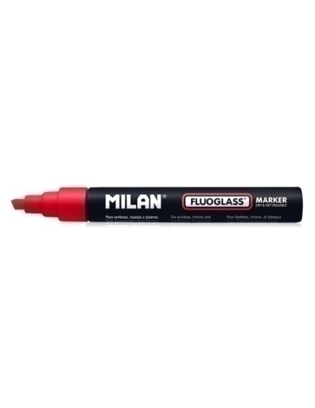 MARCADOR PIZARRA CRISTAL MILAN FLUOGLASS BISELADO  ROJO