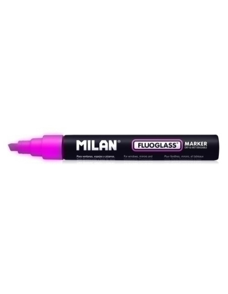 MARCADOR PIZARRA CRISTAL MILAN FLUOGLASS BISELADO  ROSA