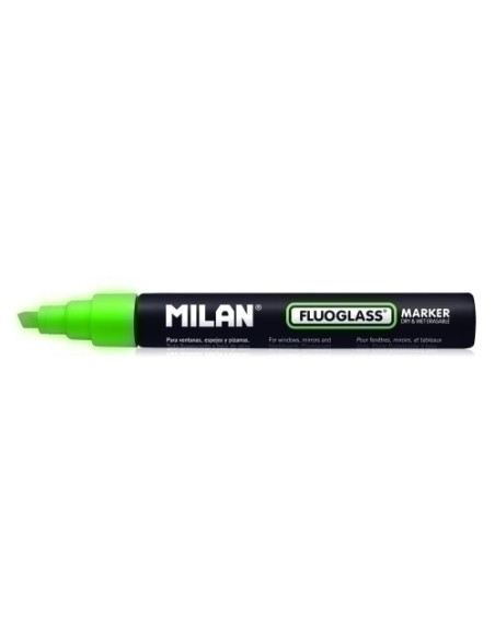 MARCADOR PIZARRA CRISTAL MILAN FLUOGLASS BISELADO  VERDE