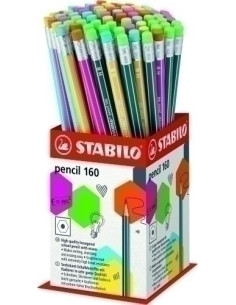 LAPIZ de GRAFITO STABILO HEXAGONAL CON GOMA 2160 HB EXPOSITOR de 72