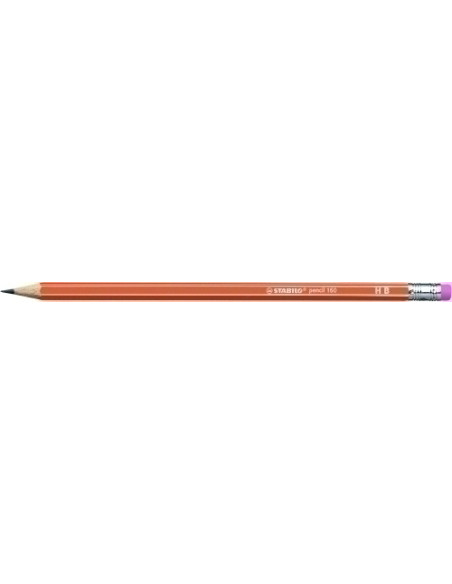 LAPIZ de GRAFITO STABILO HEXAGONAL CON GOMA 2160 HB NARANJA