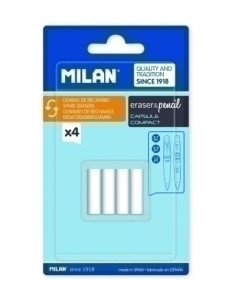 RECAMBIO para PORTAMINAS GOMA de BORRAR MILAN CAPSULE 2B Blister de 4