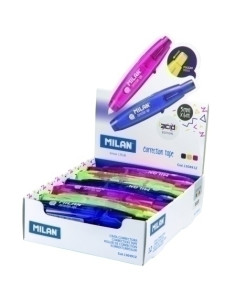 CORRECTOR CINTA MILAN 5 mm x 6 m con PULSADOR ACID SURTIDO EXPOSITOR de 12