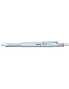 BOLIGRAFO-MULTIFUNCION ROTRING 600 3 f PLATEADO bolazul bolrojo y portam