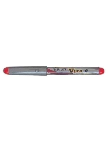 PLUMA PILOT V-PEN SILVER tinta ROJA