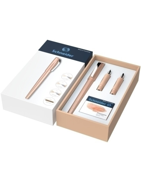 PLUMA SCHNEIDER CALLISSIMA APRICOT SET REGALO 1x pluma 11 mm 1x plumin 15 mm 1x plumin 18 mm y 6x cartucho tinta