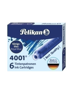 TINTA ESTILOGRAFICA PELIKAN CAJA 6 CARTUCHOS TP6 AZUL REAL 301176